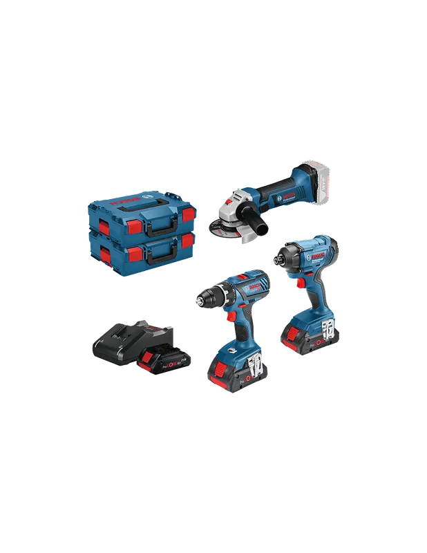 Pack 3 outils 18V 4.0 Ah Perceuse visseuse + Visseuse à chocs + Meuleuse 0615990L56 - Bosch