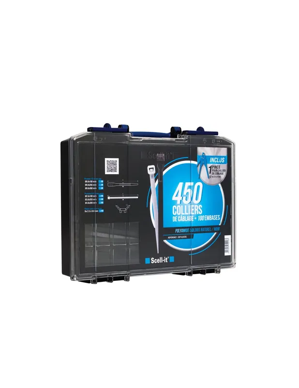 Coffret de 450 Colliers de câblage polyamide. COF-ELECOL - Scell-it