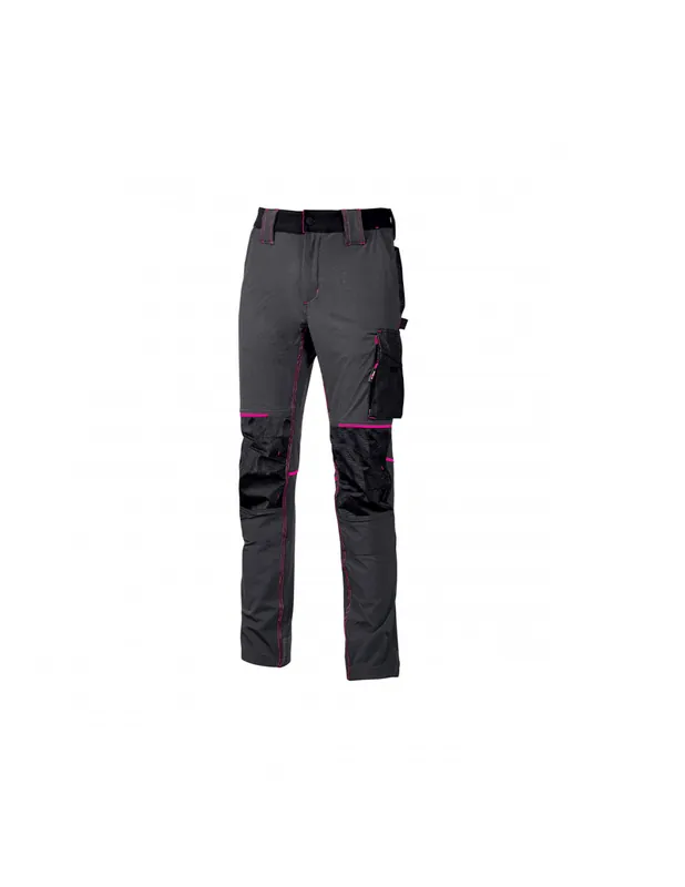 Pantalon de travail ATOM Gris/Fuchsia PE145GF - U-Power