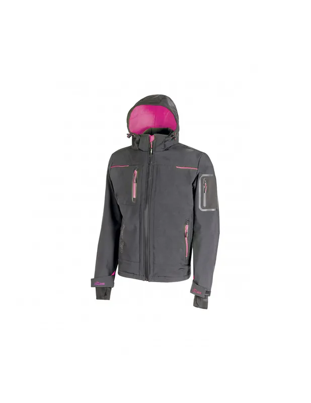 Veste de travail softshell SPACE Gris/Fuschia FU187GF - U-Power