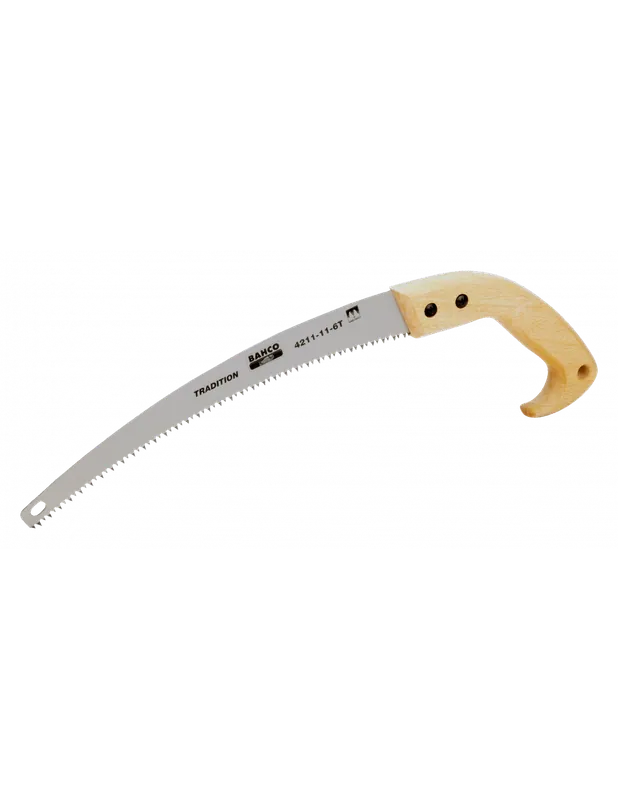 Scie arboricole portable à denture trempée avec poignée en bois, 6 dents au pouce, 14" 4211-14-6T - Bahco