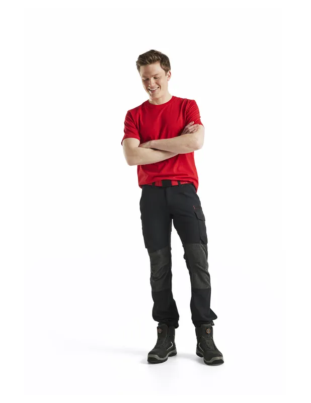 Pantalon maintenance stretch 4D Noir/Rouge 142216459956 - Blaklader