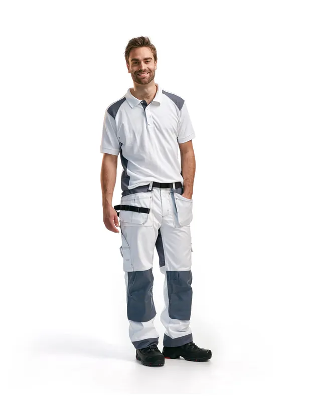Pantalon artisan bicolore Blanc/Gris clair 150318601094 - Blaklader