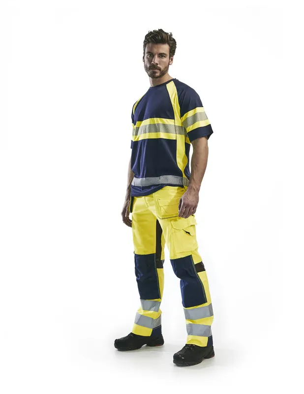 Pantalon artisan aéré haute visibilité +stretch Jaune fluo/Marine 156518113389 - Blaklader