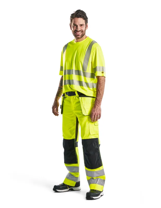 Pantalon artisan aéré haute visibilité +stretch Jaune fluo/Noir 156518113399 - Blaklader