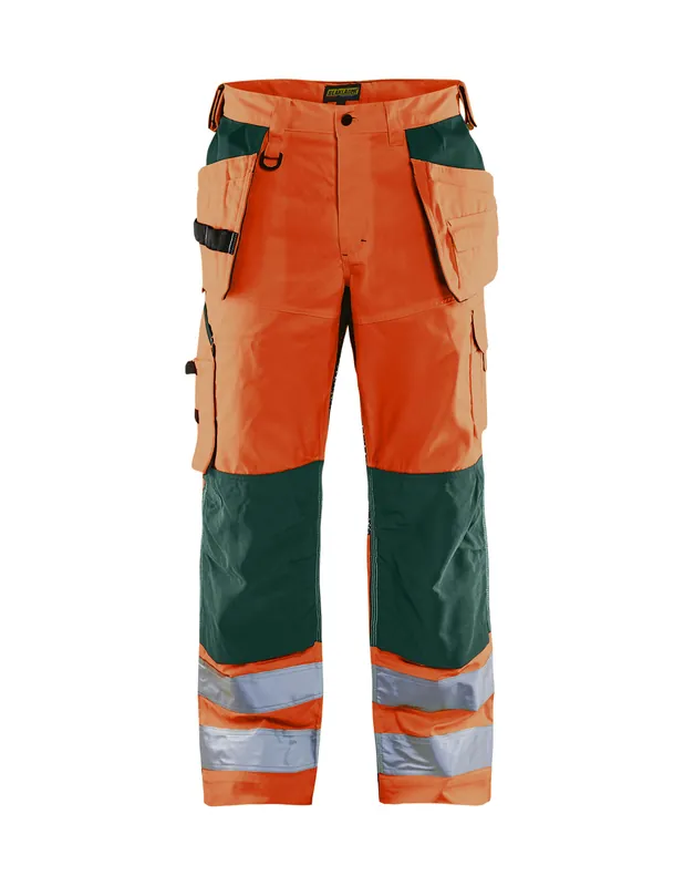 Pantalon artisan aéré haute visibilité +stretch Orange fluo/Vert 156518115349 - Blaklader