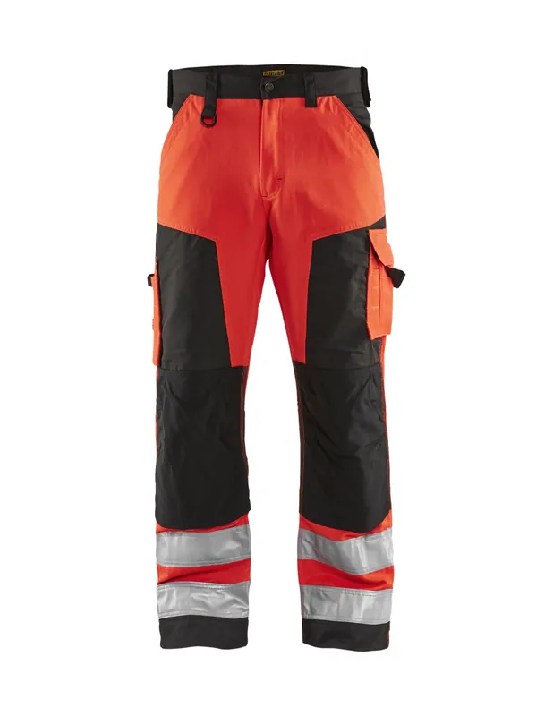 Pantalon artisan haute visibilité Rouge fluo/Noir 156618115599 - Blaklader