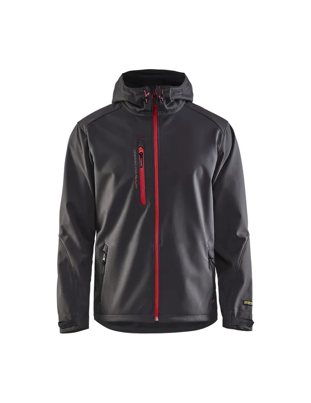 Veste Softshell à capuche Gris anthracite/Rouge 494925179756 - Blaklader