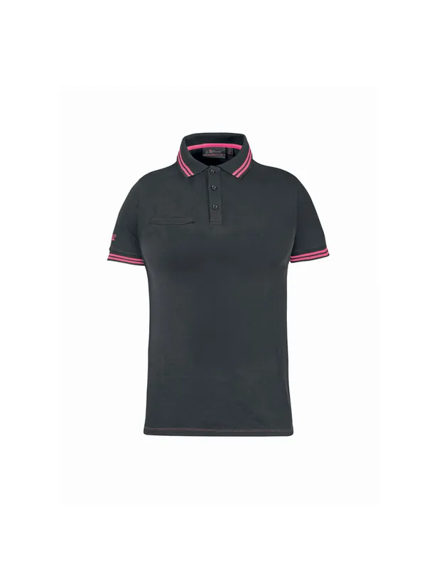 Polo manches courtes femme WAY LADY Grey Fucsia EY264GF - Upower