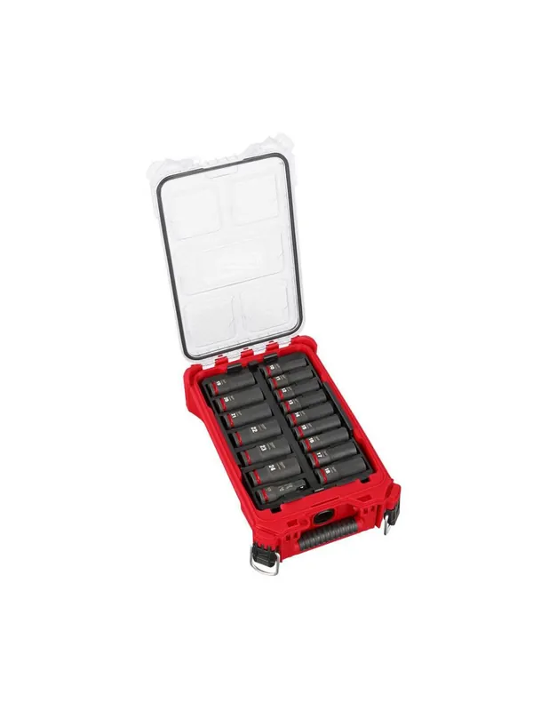 Coffret de 16 douilles 1/2" longue Shockwave avec coffret PACKOUT 4932480943 - Milwaukee