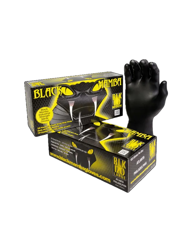 Gants Nitrile Noir Epais Black Mamba (boite de 100)