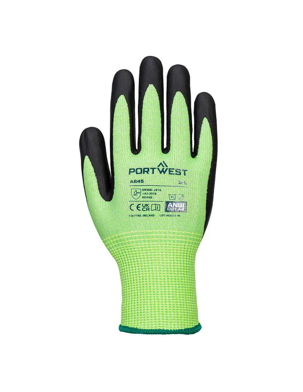 Gant GreenCut mousse nitrile coupure D Vert/Noir A645 - Portwest