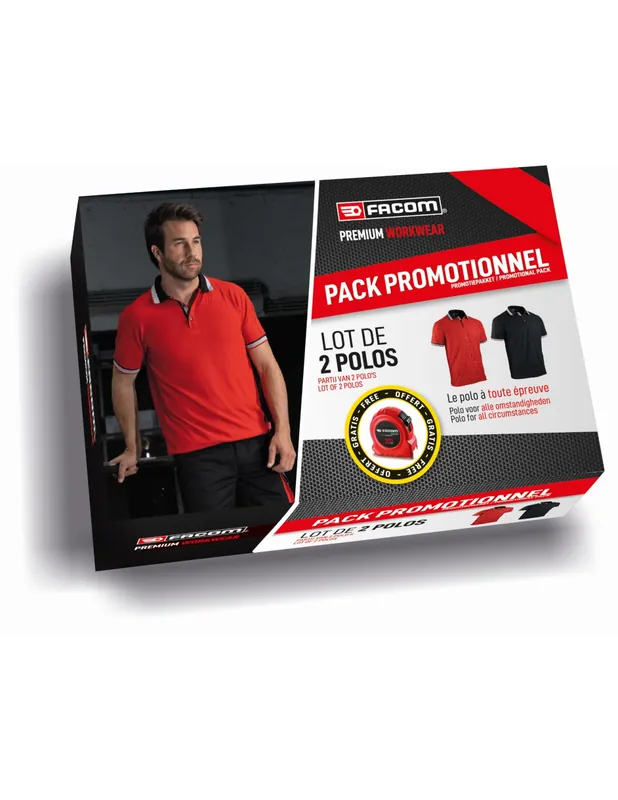 Lot de 2 polos + 1 mètre ruban FXWW9005C RULER - Facom
