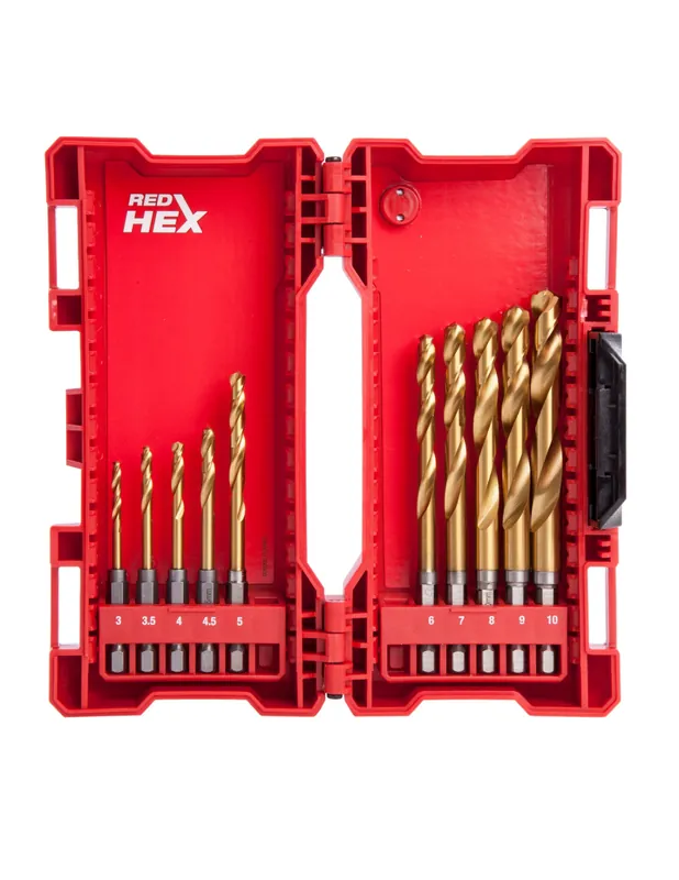 Coffret 10 forets métal HSS-G Red Hex Shockwave 48894759 - Milwaukee