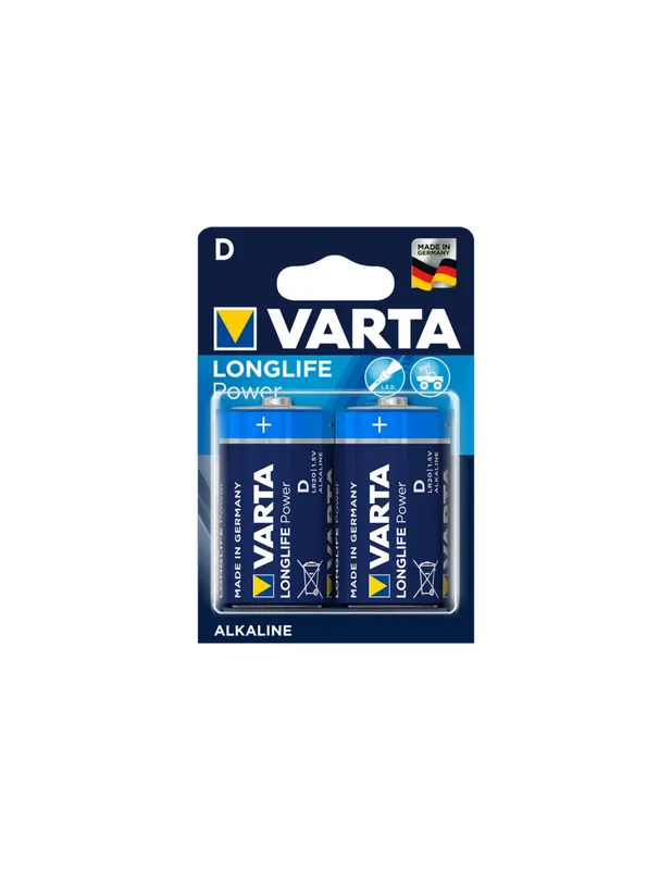 2 piles LR20 D Longlife Power Varta
