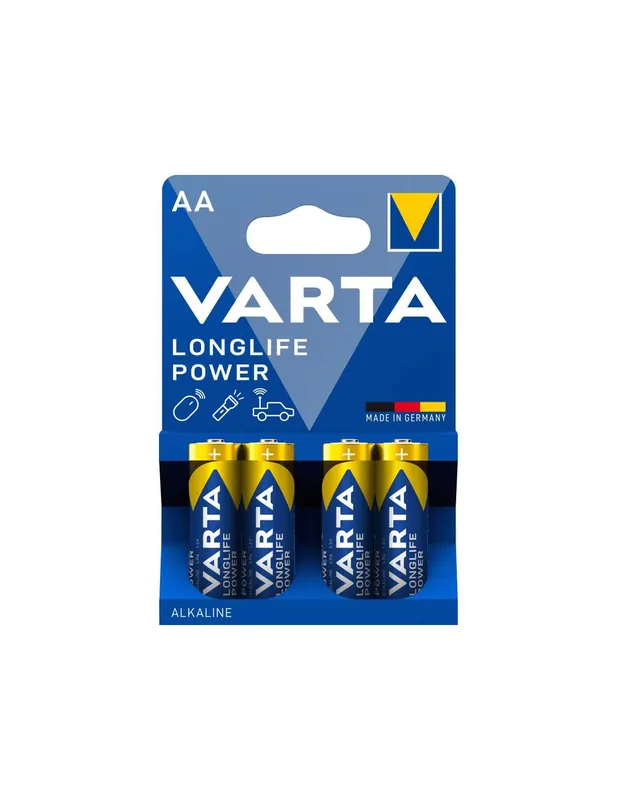 4 Piles Alcalines AA / LR6 LongLife Power Varta