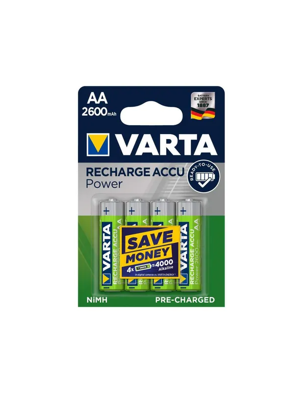 4 Piles Rechargeables AA / HR6 2600mAh Varta Accu Pro Varta