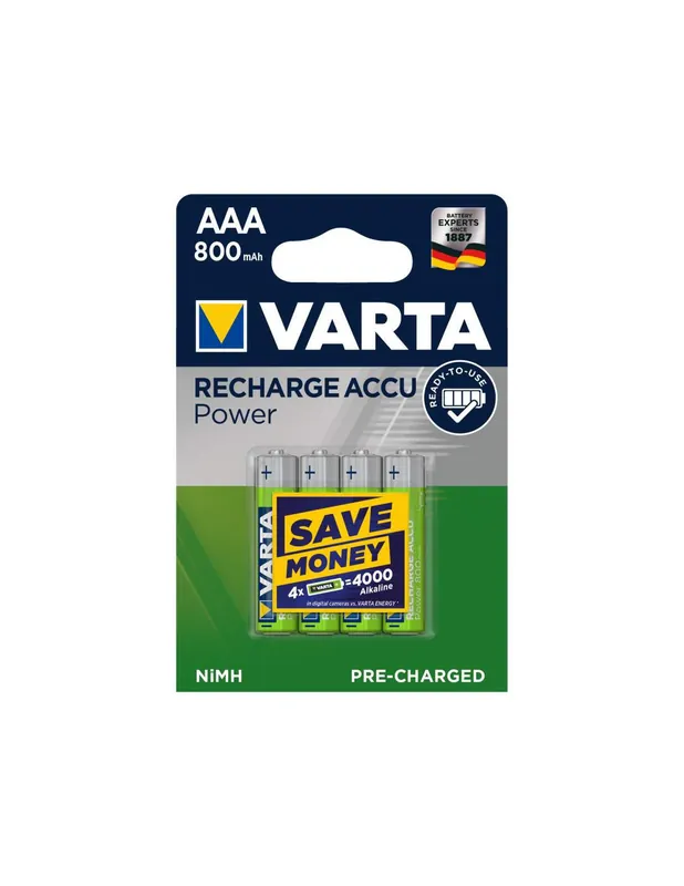 4 Piles Rechargeables AAA / HR03 800mAh Varta Accu Varta