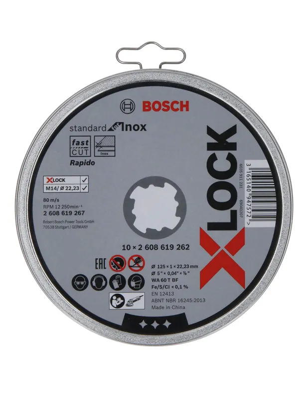 Disque à tronçonner droits X-LOCK 125x22,23x1 (x10) Standard for inox 2608619267 - Bosch