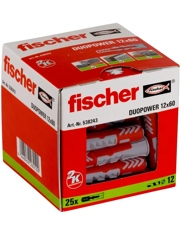 Cheville bi-matière DuoPower 12 x 60 sans vis (x25) 538243 - Fischer