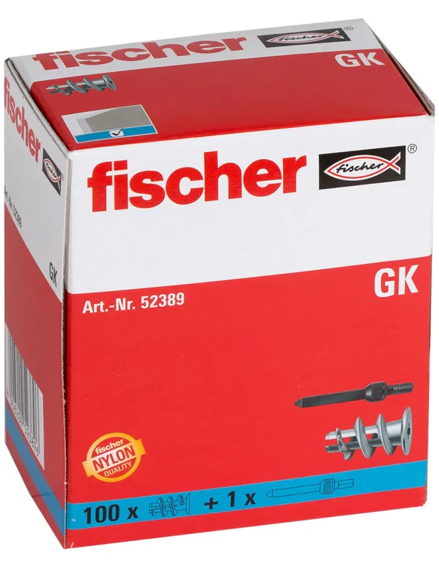 Cheville nylon pour plaque de plâtre GK (x 100) 052389 - Fischer