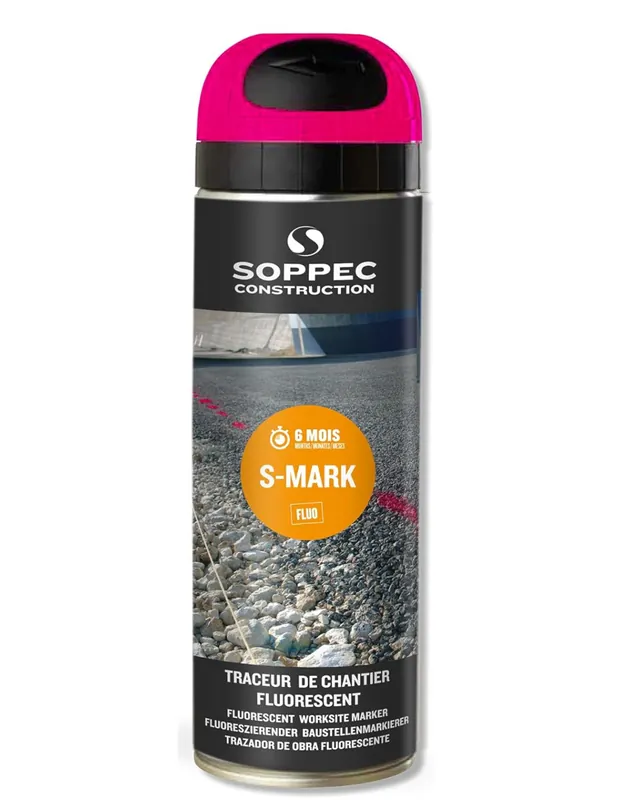 Traceur de chantier fluorescent S MARK Cerise (500 ml) 141925 - Soppec