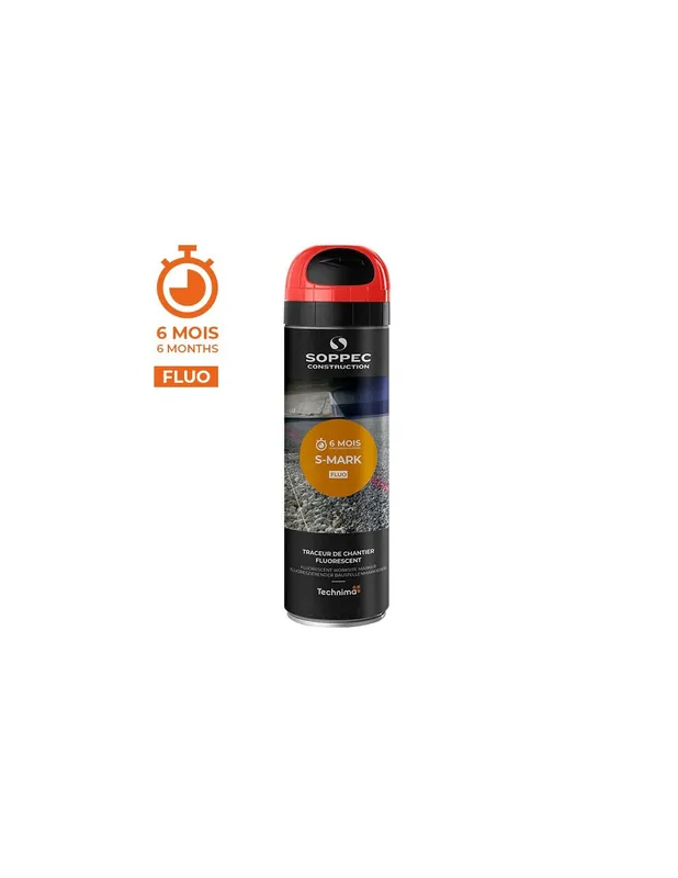 Traceur de chantier fluorescent S MARK Rouge (500 ml) 141913 - Soppec