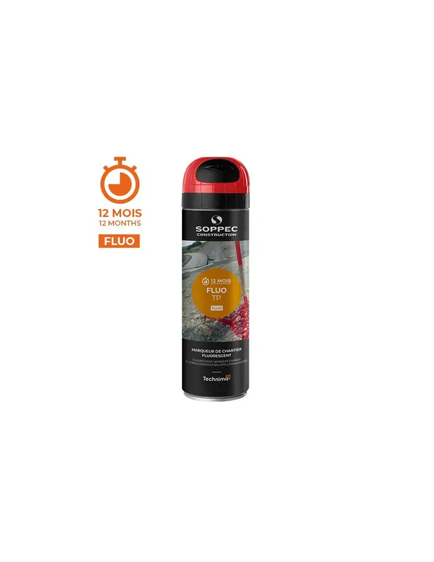 Traceur de chantier FLUO TP Rouge (500 ml) 141513 - Soppec