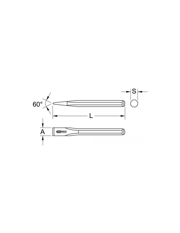 Ciseaux de maçon corps octogonal Ø14 mm - L.250 mm 156.0531 - KS Tools