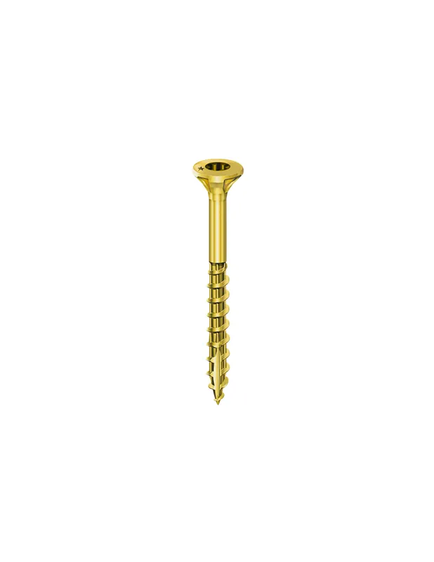 Vis bois 6x100 tête fraisée Etoile acier bichromaté filetage partiel (Bte de 150) Rocket