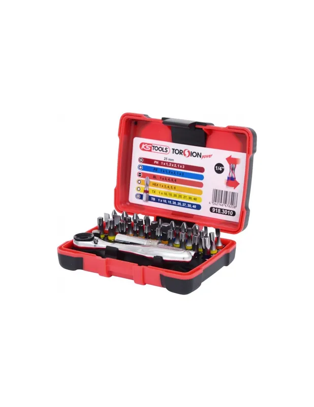 Coffret de 30 embouts de vissage 1/4‘‘ à code couleur TORSIONPOWER 918.3010 - KS Tools