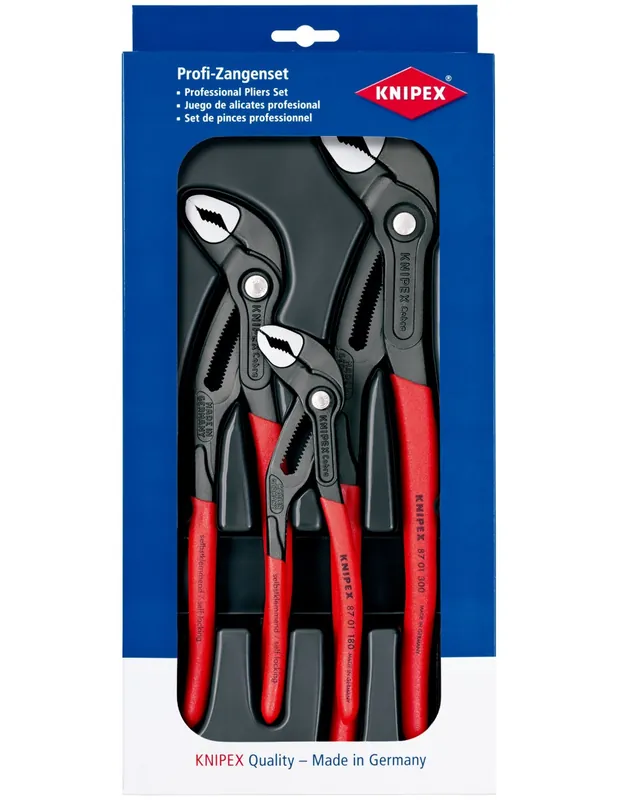 Pack de 3 pinces multiprises Cobra 180 mm - 250 mm - 300 mm 00 20 09 V02 - Knipex