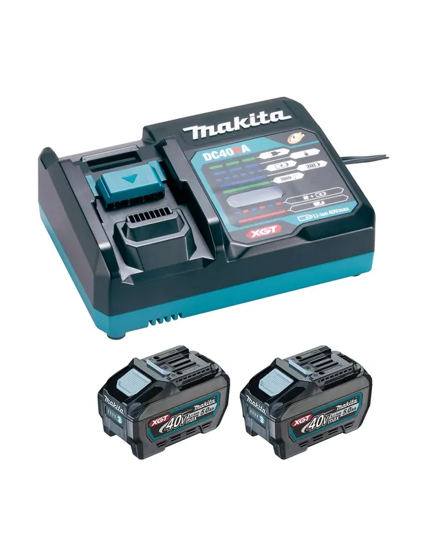 Pack 2 batteries XGT 40 V 5Ah BL4050F + Chargeur DC40RA 1911V6-0 Makita