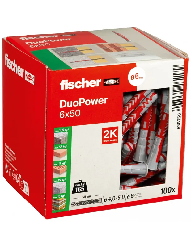 Cheville bi-matière DuoPower 6x50 (x100) 538250 - Fischer
