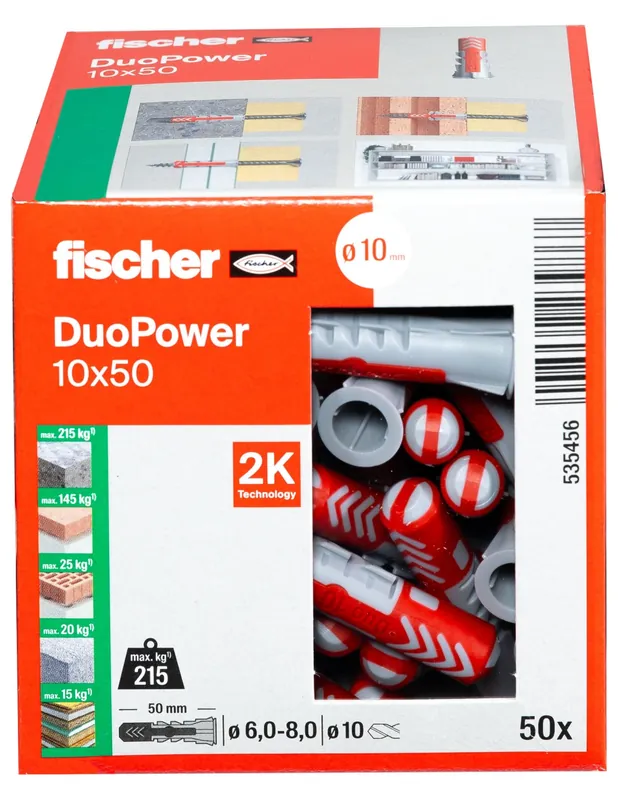 Cheville bi-matière DuoPower 10x50 (x50) 535456 - Fischer