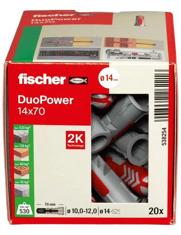 Cheville bi-matière DuoPower 14x70 (x20) 538254 - Fischer