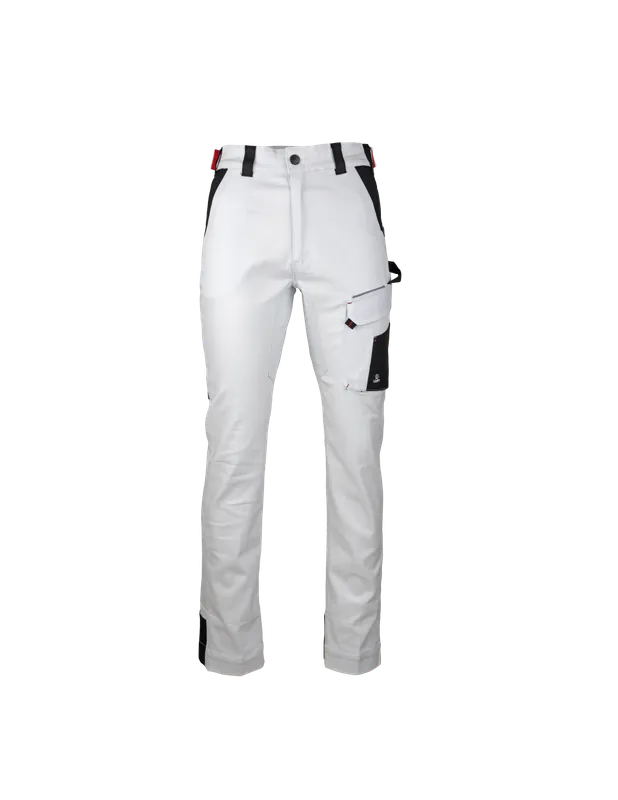 Pantalon de Travail Multipoches Stretch Blanc/Gris Nuit 1900 CRISTALLIN - LMA