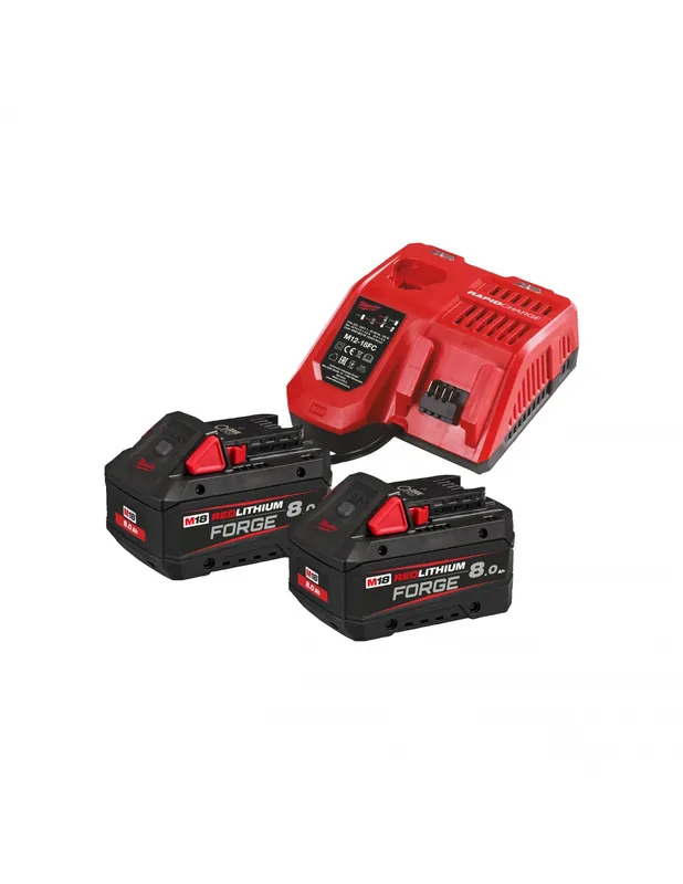 Pack 2 batteries FORGE 18V 8Ah + Chargeur M12-18 FC M18 FORGENRG-802 4933498612 - Milwaukee