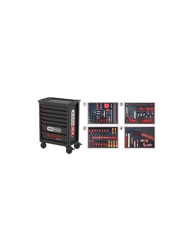 Servante d‘atelier POWER 7 tiroirs équipée de 208 outils Édition limitée 2026 826.7206F - KS Tools
