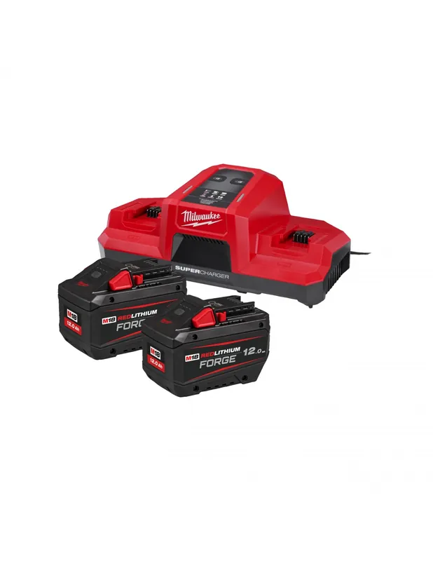 Pack 2 batteries 12Ah FORGE + Chargeur super rapide double M18 4933498614 - Milwaukee