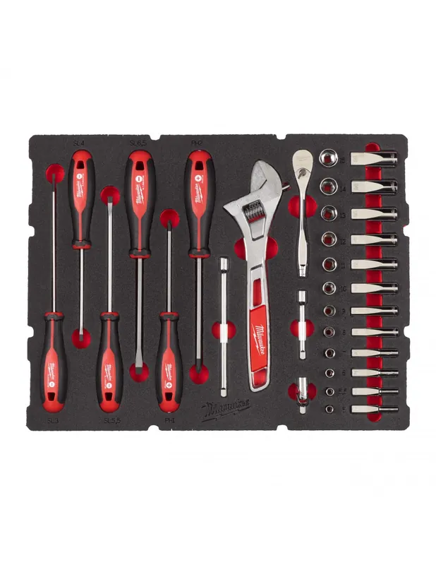 Module servante Cliquet, douilles ¼″ tournevis et clé à molette PACKOUT 4932480717 - Milwaukee