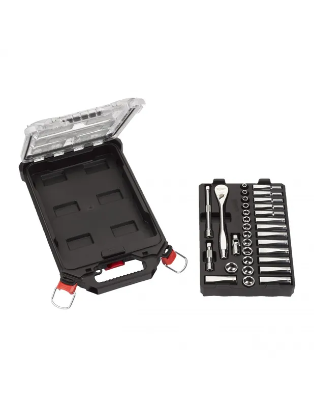 Coffret 32 pièces organiseur slim compact clés et douilles à cliquet ⅜″ PACKOUT 4932478813 - Milwaukee