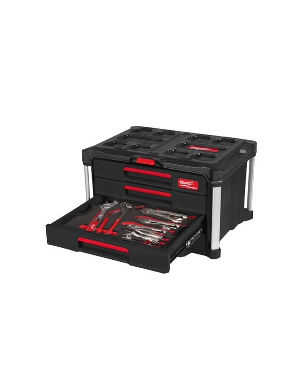 Coffret équipé 4 tiroirs Tournevis, Pinces et Marteaux 76 piéces PACKOUT 4932501866 - Milwaukee