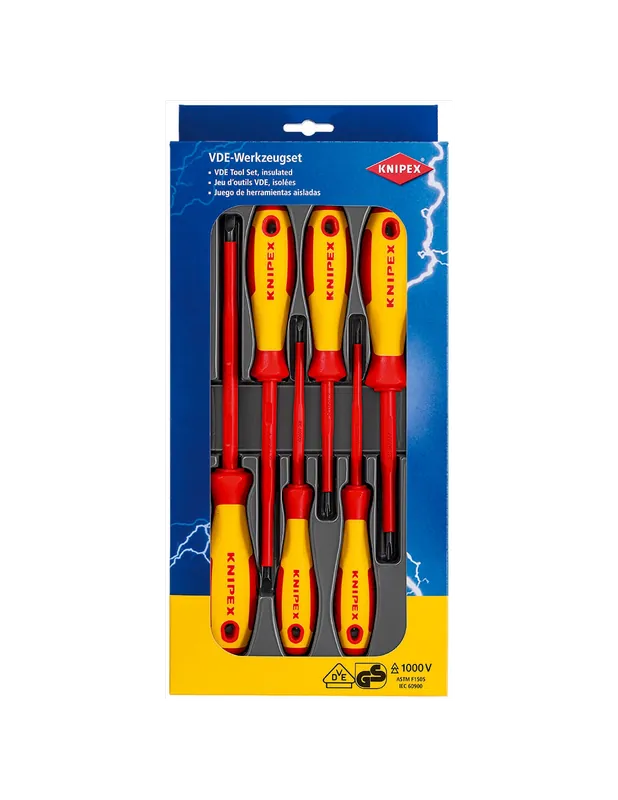 Jeu de 6 tournevis isolés 1000V 00 20 12 V01 - KNIPEX