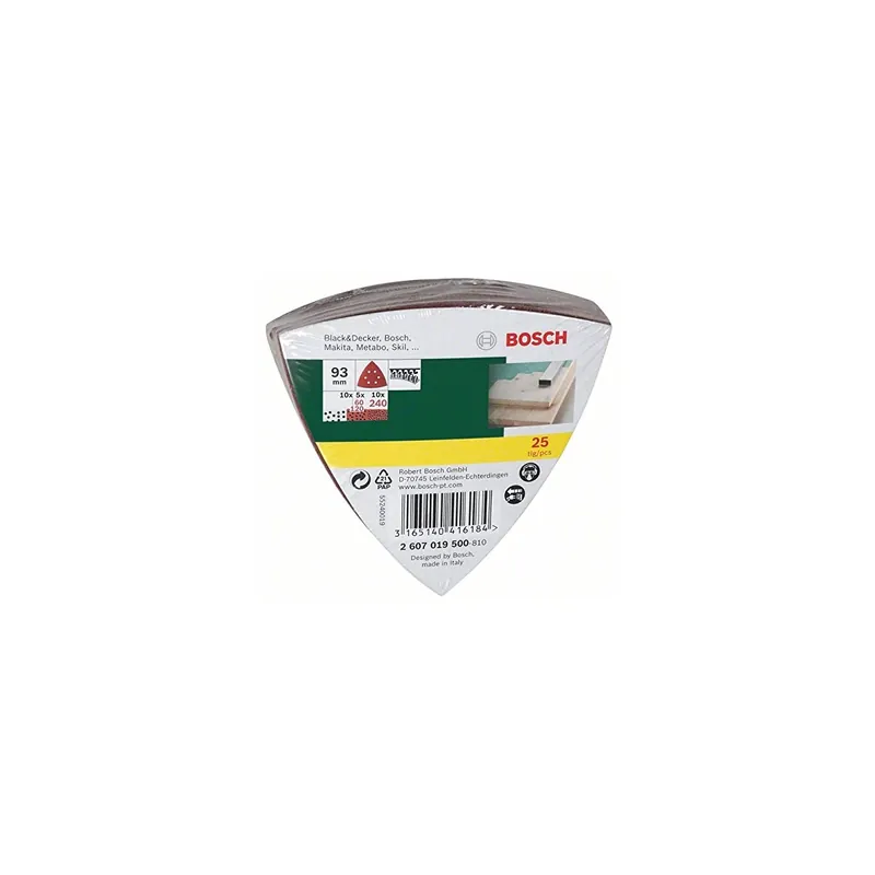 Bosch Pack de 25 Abrasifs Delta 93x93mm (2607019500)