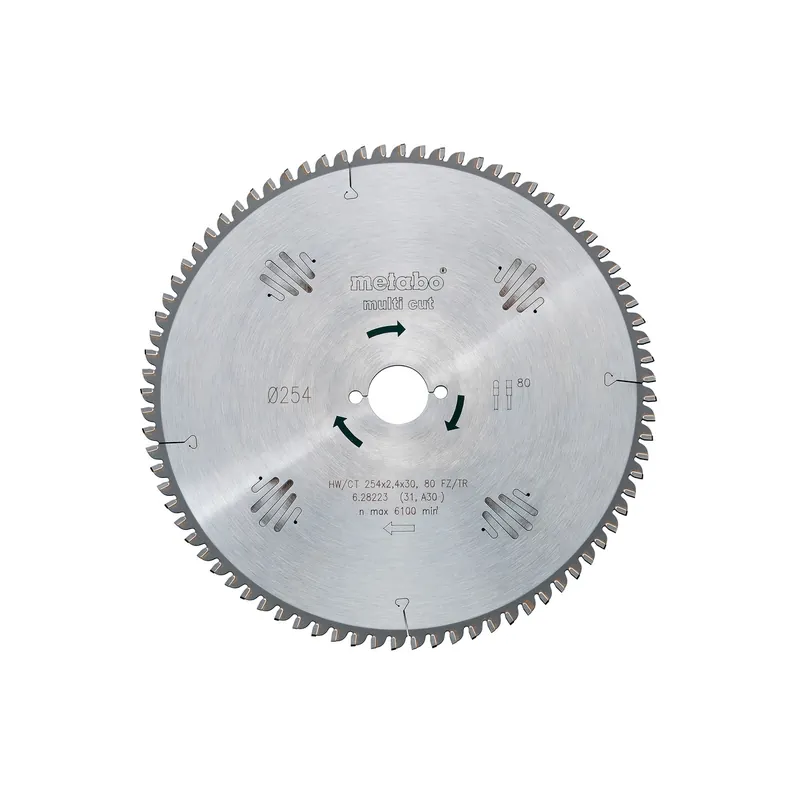 Metabo Lame de Scie Circulaire ø254x30x2.4 80Dts Bois & Alu Multi cut