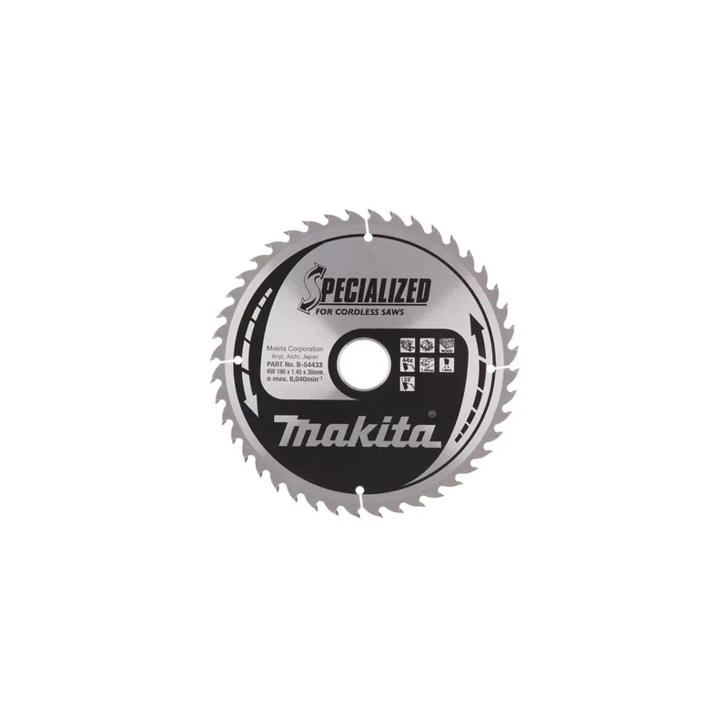Makita B-54433 Lame Carbure Bois ø190x30x1.45mm 44dts ‘‘Specialized‘‘ (B-54455)