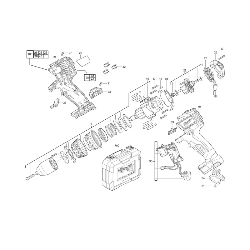 Milwaukee 4931448746 Carter + Interrupteur C14DD