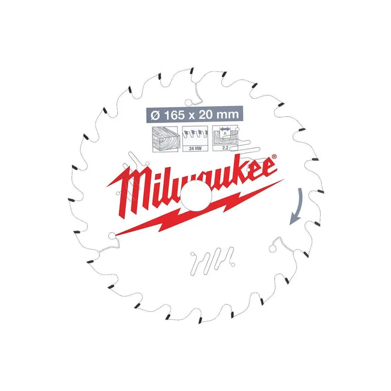 Milwaukee Lame de scie circulaire Bois Ø165x20x24Dts ATB (4932471294)