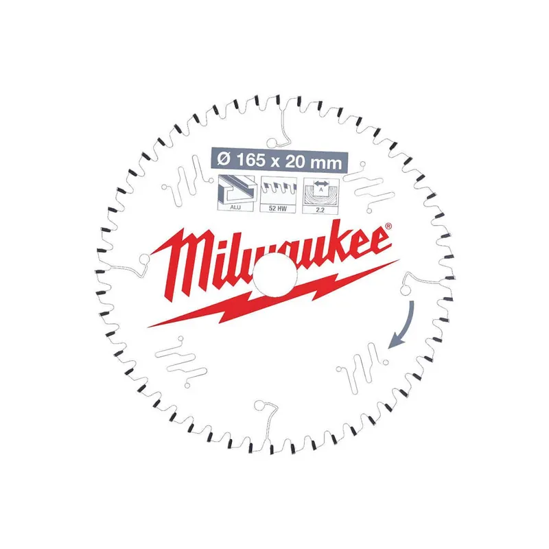 Milwaukee Lame de scie circulaire Alu Ø165x20x52Dts TF (4932471296)